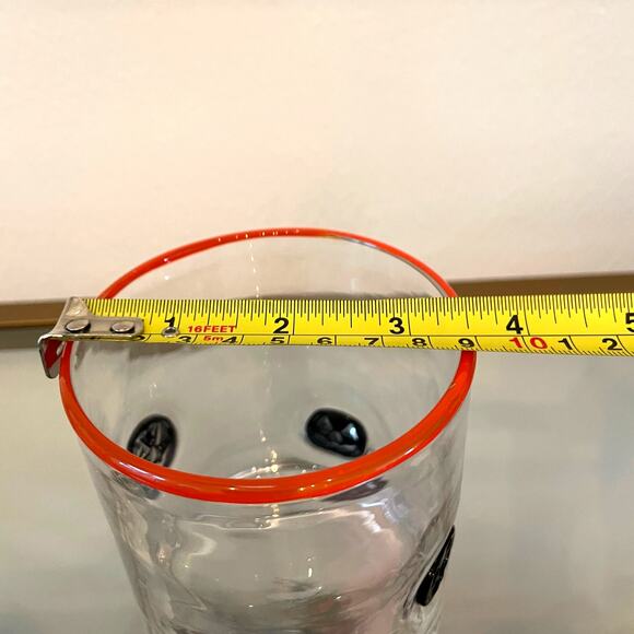 Set of 4 PUMPKIN Double Old Fashioned Glasses 4" Orange Black Halloween Barware - Picture 8 of 12